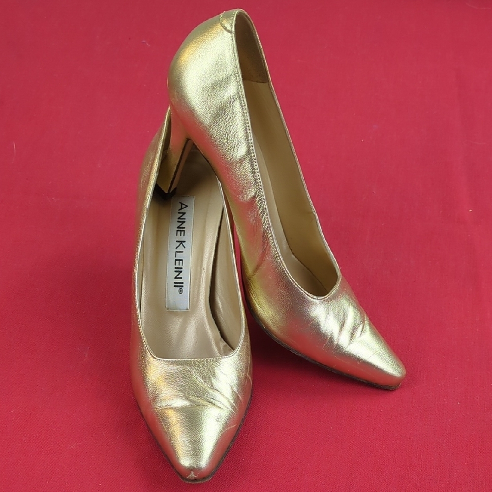 Vintage Anne Klein II  Gold Women's High Heel Pumps